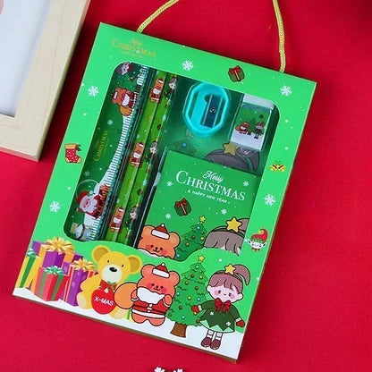 Pencil Stationery Set GIfted By Santa Claus Children Student Office Supplies Kawaii Kids Prize Birthday Christmas New Year