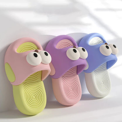 New Child Slippers Lovely Big Eyes Pattern Girls' Shoes EVA Thick Sole Ssandals For Kids Comfortable Girl Slippers