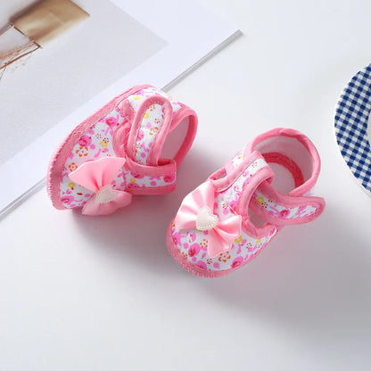 Newborn Baby Boy Girls Shoes Spring Autumn Lovely Floral Embroidery Anti-Slip Sneaker Crib Shoes Soft Cotton Cute First Walkers