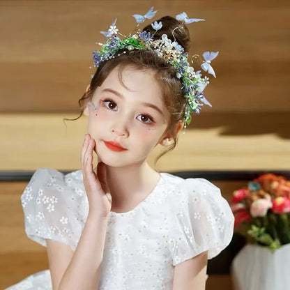 Sweet crowns for bouquets Headband For Kid  Forest Style Hairbands Girl butterfly flower crown Hair Band Flower headpiece