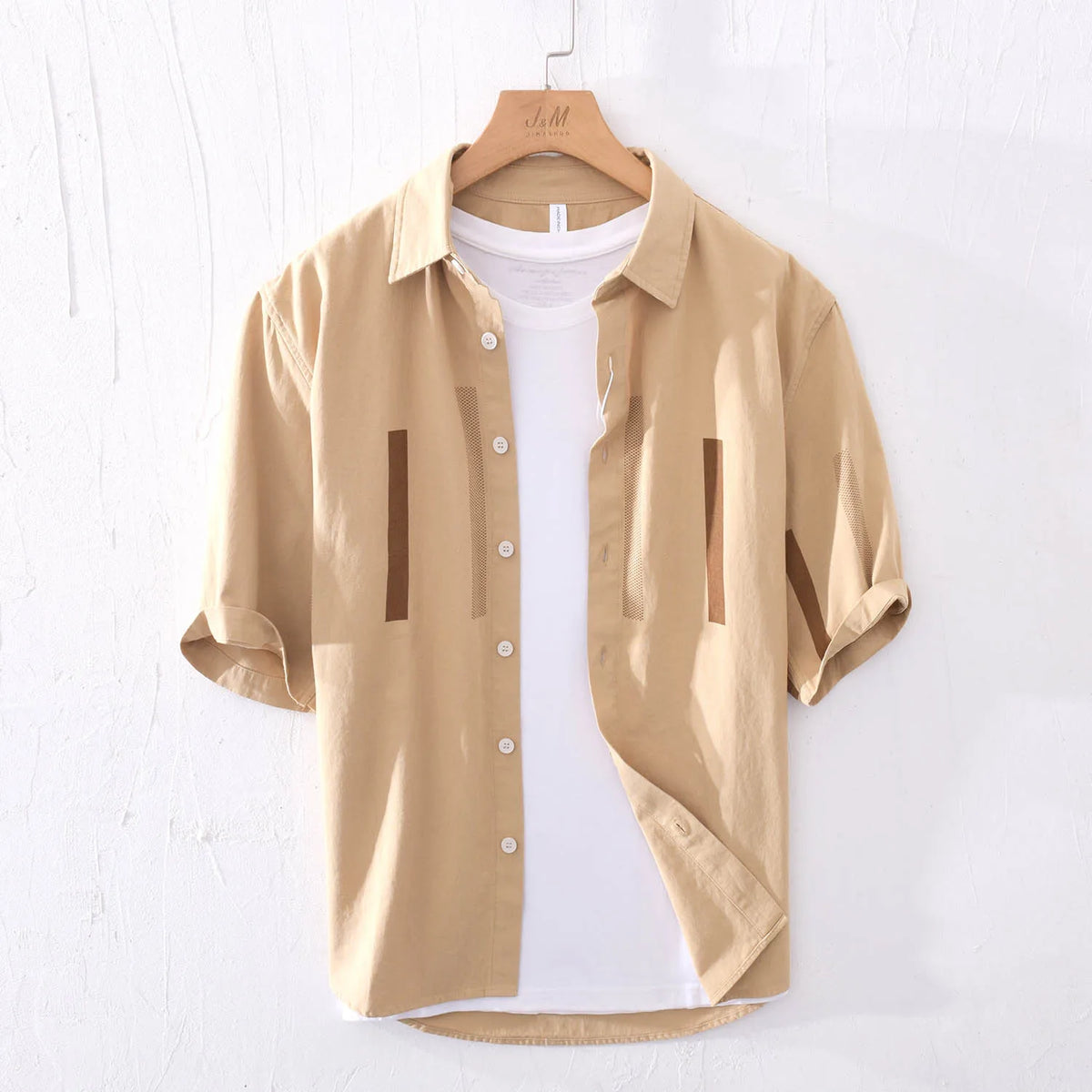 Comfortable Casual Loose Men's ort Sve irt Breathable Polyester Fiber Summer Faionable Japanese Sle Striped irt(Available)