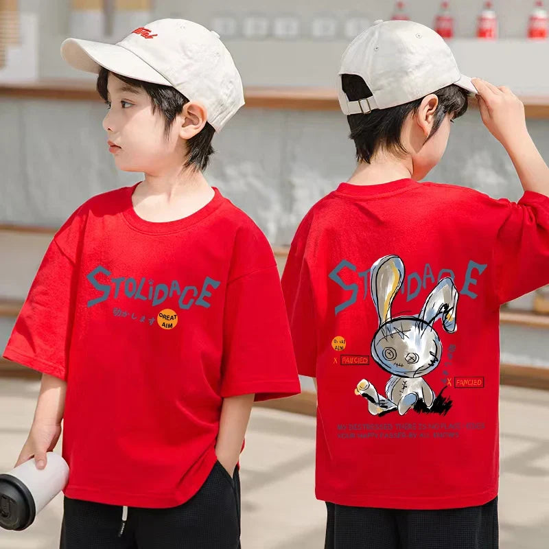 Summer Kids Clothes Short Sleeve T Shirts Boys Clothes Streetwear fashion Print Cartoon T Shirt 100%Cotton Tops Tees Children