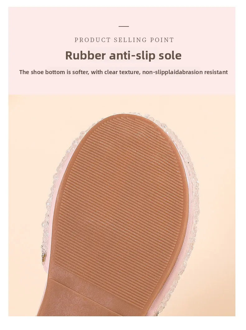 Girls Summer Sandals Soft Bottom Anti-Slip Butterfly Knot Princess Shoes Children's Footwear Comfortable Lightweight Slippers