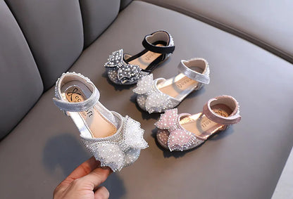 Summer Girls Flat Princess Sandals Fashion Sequins Bow Rhinestone Baby Shoes Kids Shoes For Party Wedding Party Sandals E618