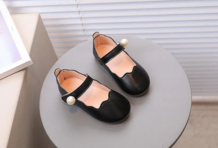 Girls Black Leather Shoes for Wedding Party Back To School Flats Kids Mary Janes Simple Classic Soft Anti-skid Kids Casual Shoes
