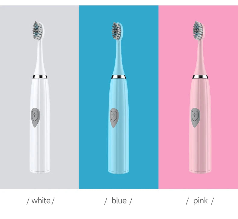 1pc White/Pink Electric Toothbrush Adult Model Soft Bristle Electric Toothbrush Battery Model Family Set Electric Toothbrush