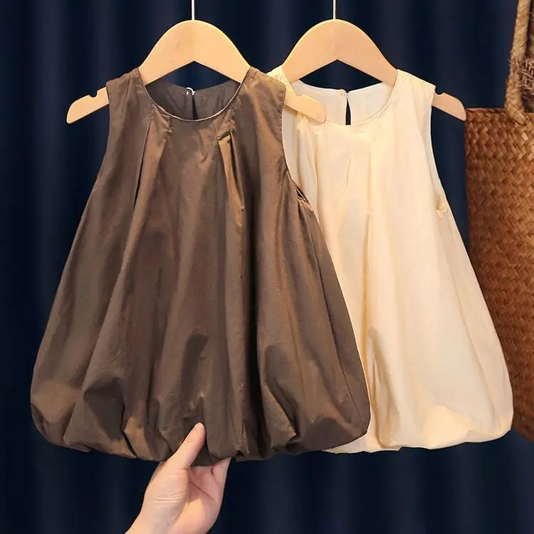 Girls' Summer Dress New Style French Flower Bud Summer Dress for Little Girls Baby Pure Cotton Vest Skirt