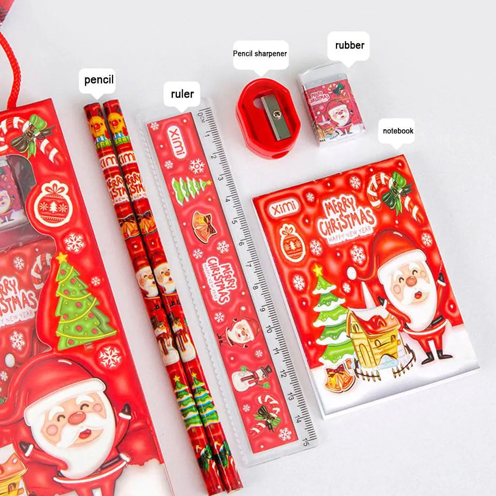 1 Set Cartoon Stationery Set Including Pencil Notebook Ruler Eraser Pencil Sharpener Student School Supplies Stationery Gifts