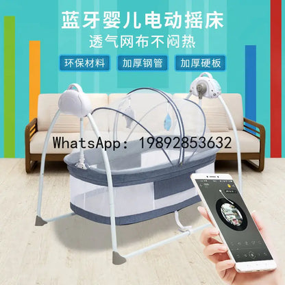 Electric Cradle Bed Multi-Functional Foldable Baby Cradle Newborn Enlarged Sleep Soothing Rocking Bed
