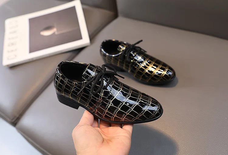 Boys Leather Shoes Kids Flats Causal Children's Wedding Shoes for Toddlers Black Fashion Student Non-slip for School Performance