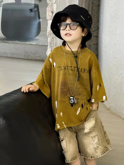 Summer Outfit New Perforated Denim Shorts Children's Clothing