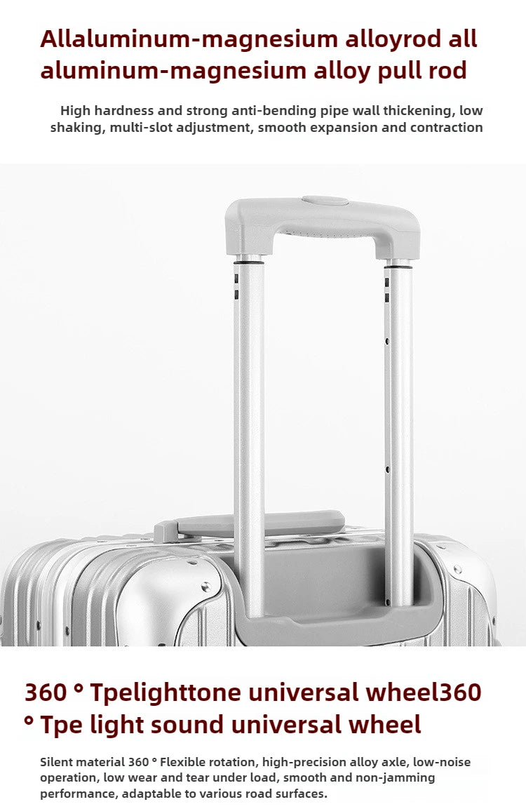 Magnesium Aluminum Alloy Luggage Set, 20" Carry-On & 28" Travel Suitcase with TSA Lock, Lightweight Durable