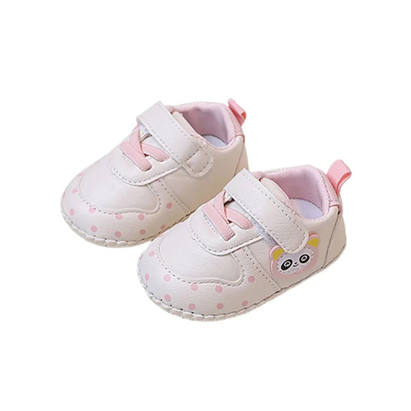 Baby Girls Synthetic Leather Flat Shoes Spring Autumn Anti-Slip Sole Cartoon Infant Shoes