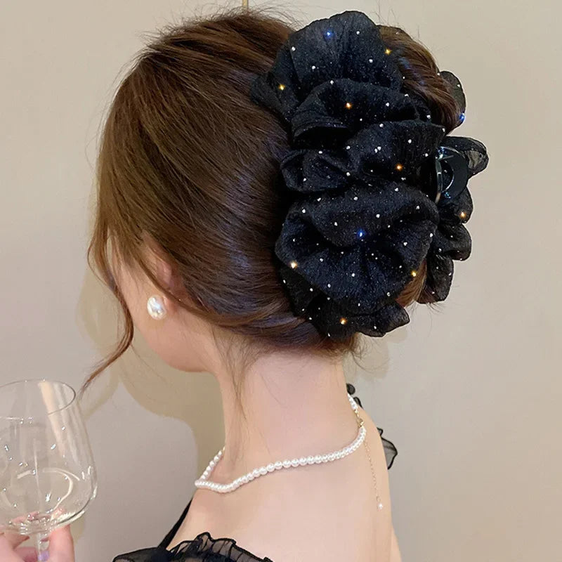 Mesh Bow Hair Clips Women Fashion Grab Claw Clip Female Hair Accessories Korea Elegant Hair Ornament Temperament Girls Headdress