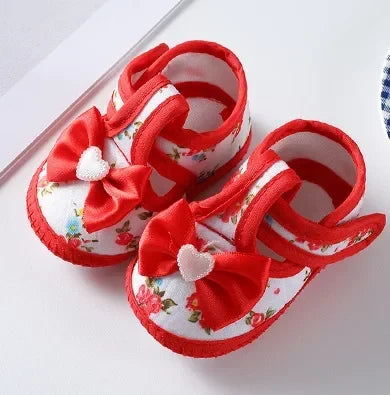 Newborn Baby Boy Girls Shoes Spring Autumn Lovely Floral Embroidery Anti-Slip Sneaker Crib Shoes Soft Cotton Cute First Walkers (Available)