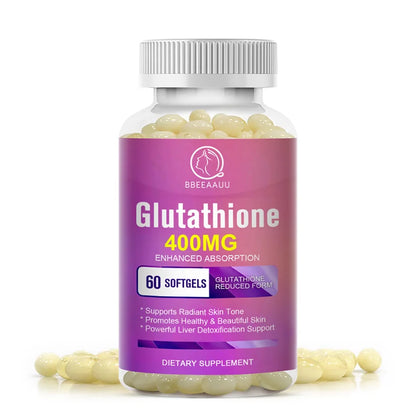 BBEEAAUU 400MG Glutathione Capsule Whitening Skin Antioxidant Anti-aging Detox Support Liver Health Facial Cleansing Light Spots