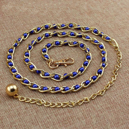 Women's Dress Accessories Waist Chain Metal Chain Solid Pearl Versatile Apparel Accessories Pearl Thin Waist Belts