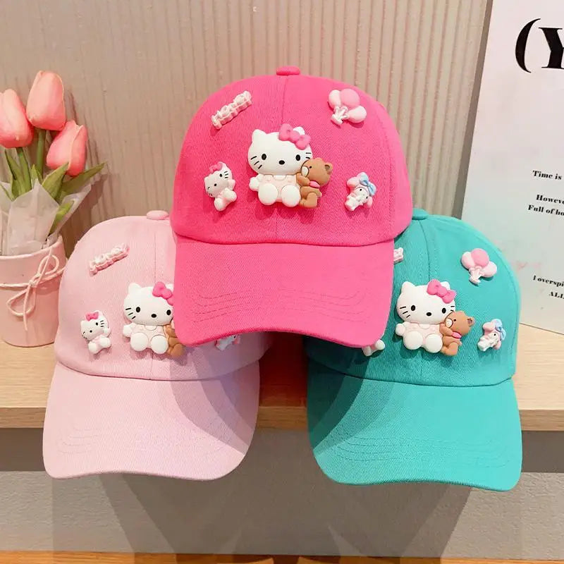 New Sanrio Animation Hello Kitty Travel Cap Spring and Autumn Girls Outdoor Versatile Baseball Cap Sun Protection Visor Hat