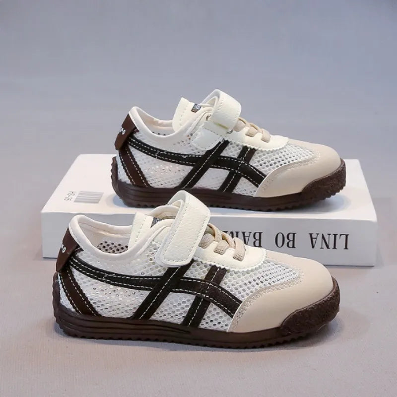 Children's Mesh Shoes Summer Autumn  New Breathable Mesh Boys Forrest Gump Shoes Casual Sports Girls' Board Shoes Green Brow