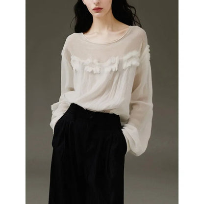 Western-style Floral Tops for Women 2025 Spring and Summer Jacquard Design Textured Casual Light and Slightly See-through Tops