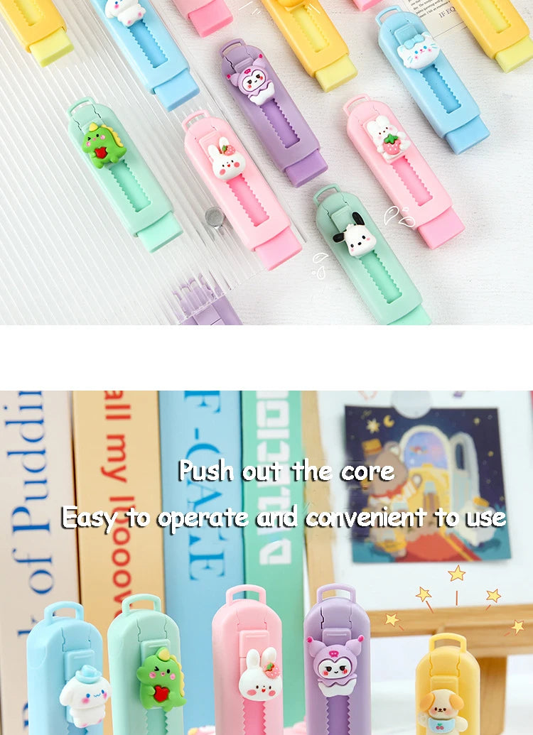 1Pcs Creative Push-pull Cartoon Eraser Macaron Colored Eraser Telescopic Kawaii Children's Pencil Eraser Student Stationery
