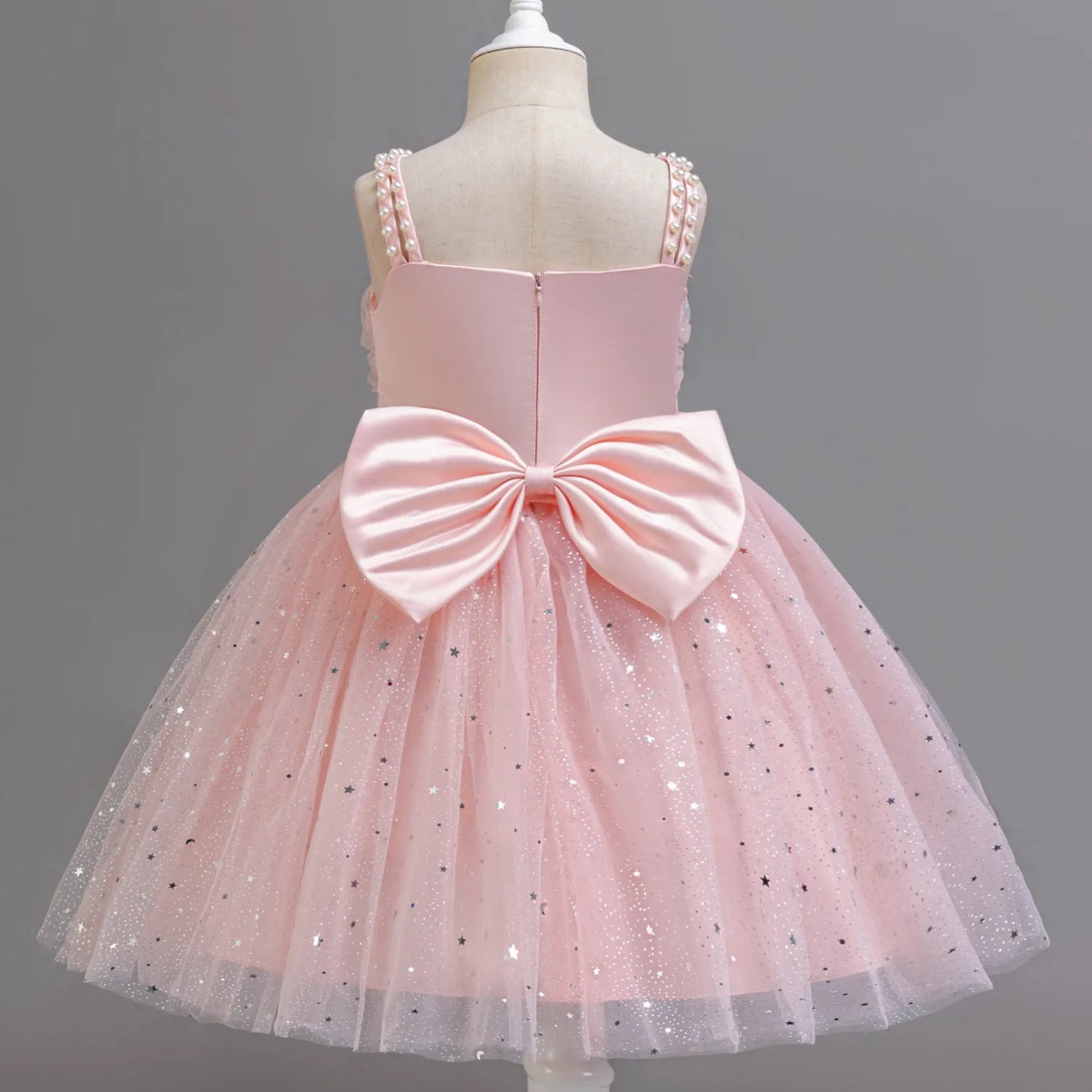 Baby Girl Lace Dresses Sparkling Weddings Pink Dress Elegant Princess Party Tutu Toddler Kids Birthday Baptism Formal Ball Gowns