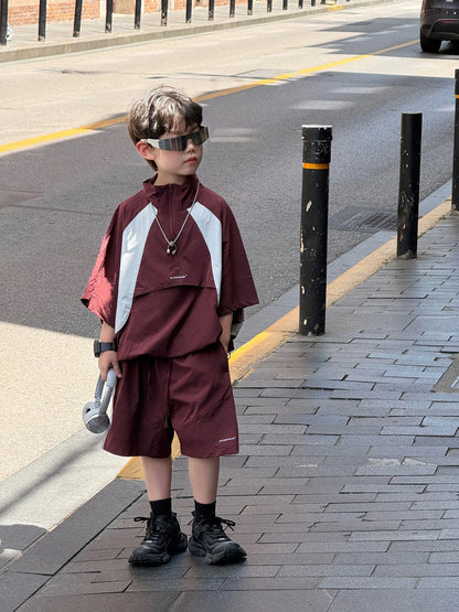 New Handsome Casual Work Clothes Set for Children, Boys' Sports and Leisure, Breathable Two Piece Set, Trendy