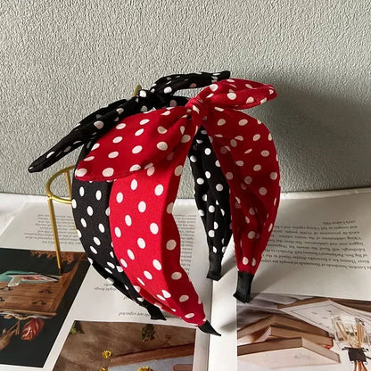 Fashion Hair Accessories Trend Women's Wide Headband Bow Knot Cross Sweet Style Polka Dot Hairband Cute Hoop Headwear