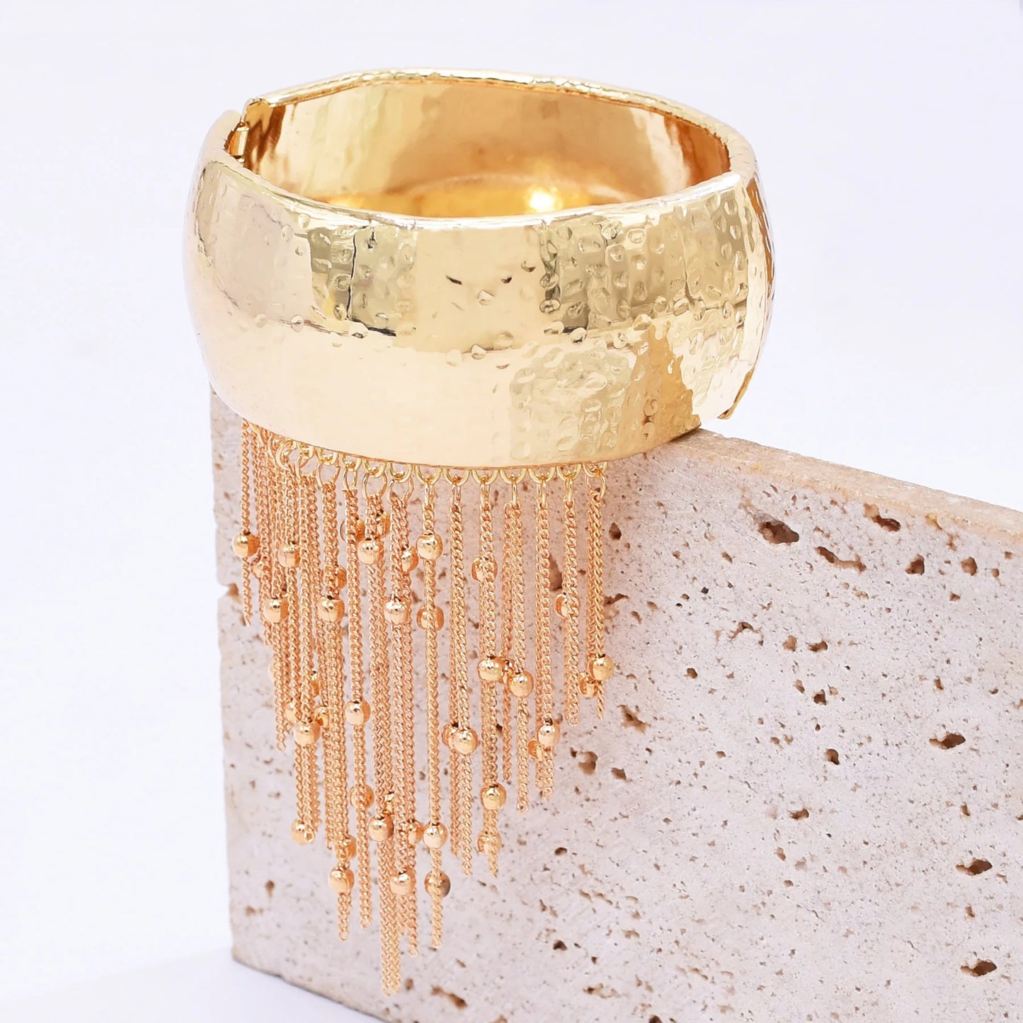 Trendy Simple Bead Chain Tassel Bracelet for Women New Hip Hop Rock Exaggerated Festival Party Wide Bracelet Jewelry Accessories