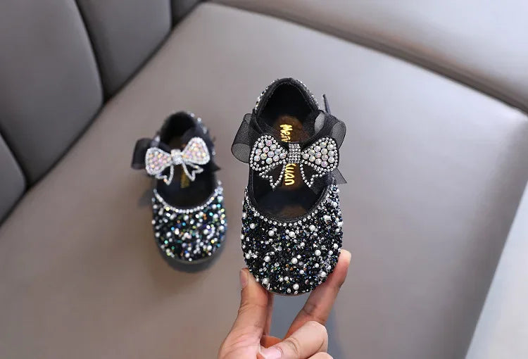 Rhinestone Sequins Girls Princess Shoes Children Party Dance Shoes Student Spring Autumn New Flats Kids Performance Shoes