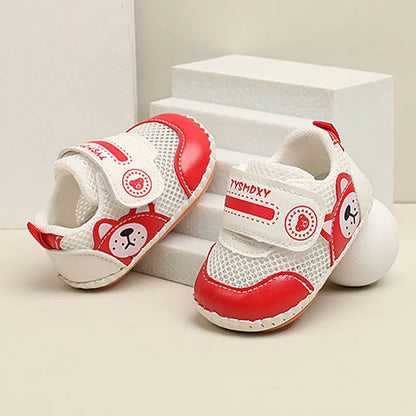 Baby Sneakers Soft Breathable Shoes Spring Summer Infant First Walkers Newborn Outwear Shoes Baby Boy Girl Cute Shoes Khaki, Red