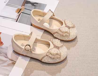 Children Princess Shoes Glitter Party Wedding Shoes for Girls Fashion Rhinestone Toddlers Ballet Flats Causal Kids Leather Shoes
