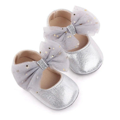 Spring and Autumn New Girl Baby Princess Shoes Mesh Bow 0-12 Months Baby Shoes Single Shoes Learning Walking Shoes