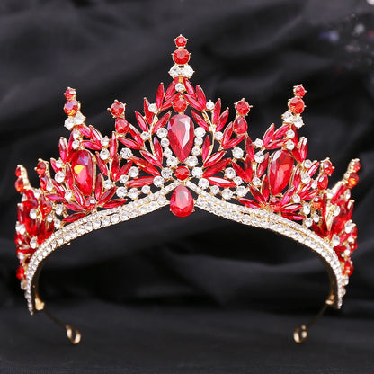 Luxury Big Water Drop Crystal Opal Tiara For Women Girls Wedding Bridal Birthday Party Crown Hair Dress Accessory