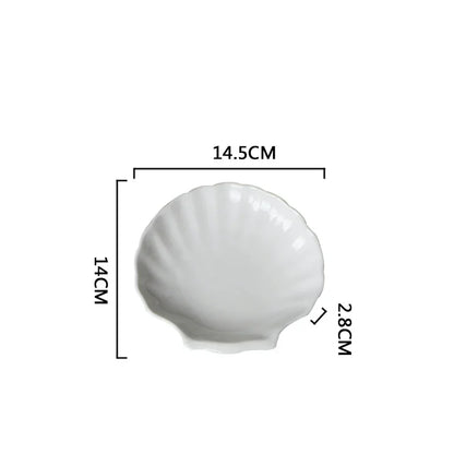 Creative Shell Shaped Ceramic Dinner Dish Household Tableware Snack Dessert Tray Hotel Restaurant Creative Tableware Pasta Plate