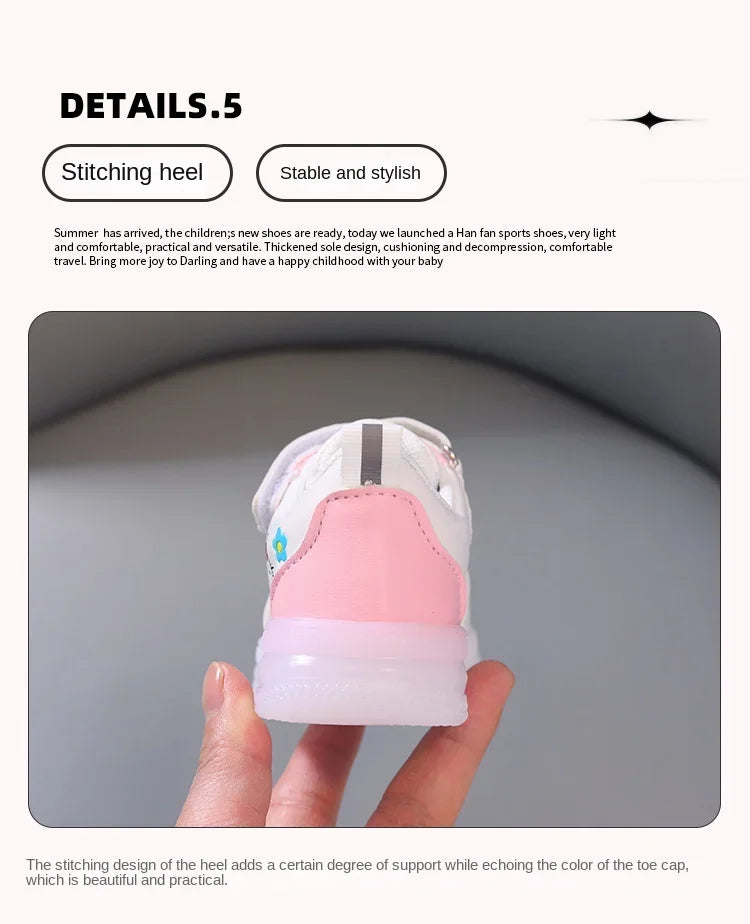 Spring Autumn Baby Girls Hello Kitty Led Light Shoes Children's Sneakers Toddler Anti-slip Walking Shoes Girls Outdoor Shoes