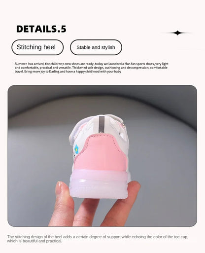 Spring Autumn Baby Girls Hello Kitty Led Light Shoes Children's Sneakers Toddler Anti-slip Walking Shoes Girls Outdoor Shoes