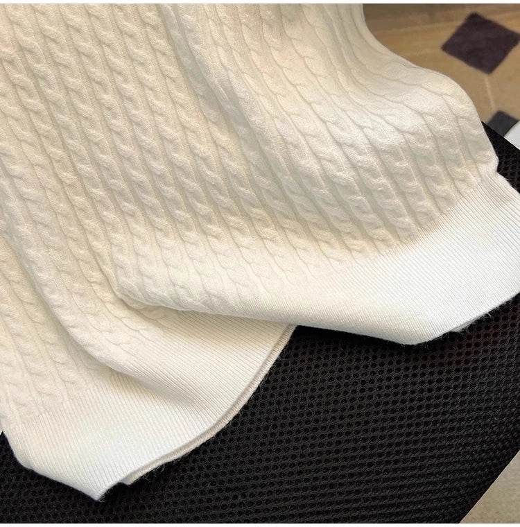 White  irt ort Sve Knitted Top Women's oulder Straight Summer T-irt Commute Sle Korean Version Straight Tube