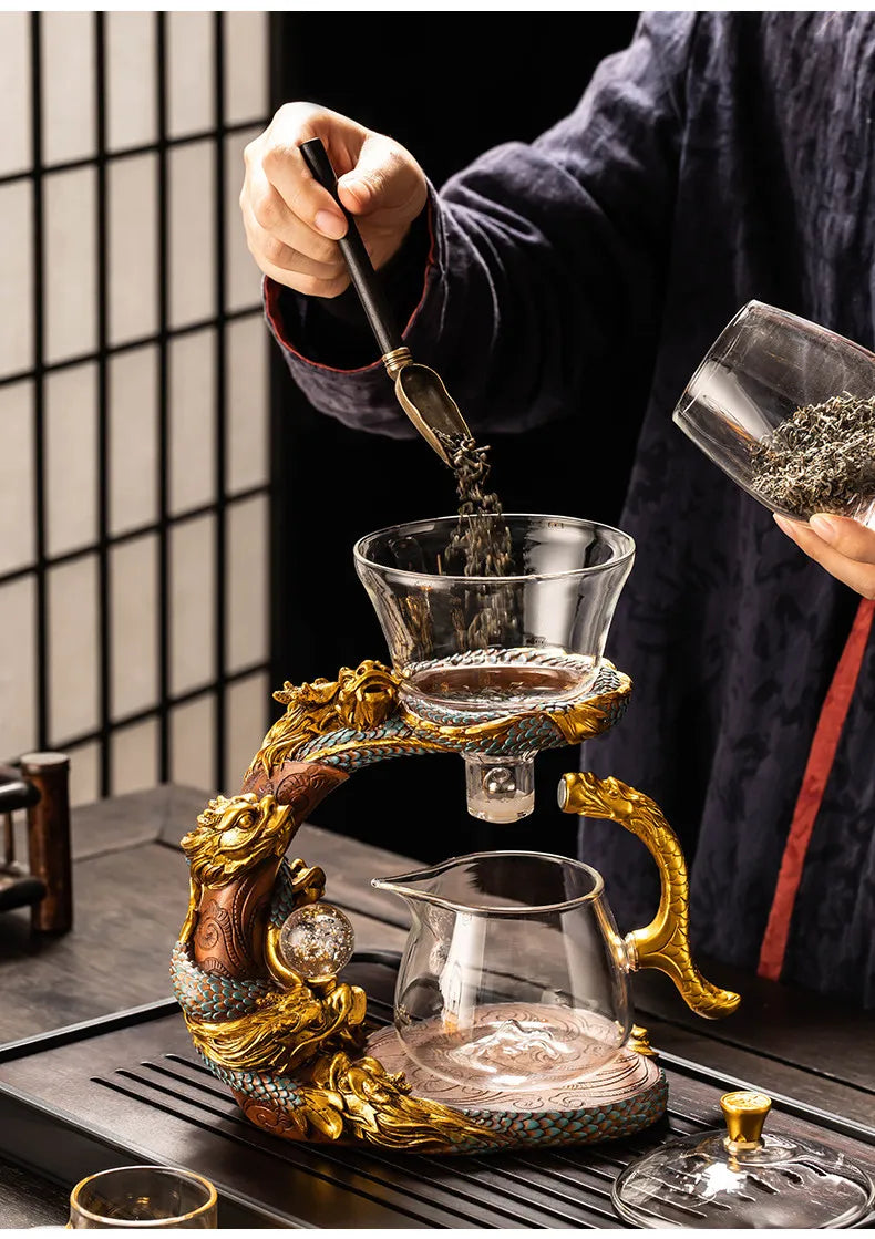 Lazy Glass Automatic Tea Set Business Gift High Borosilicate Dragon Kung Fu Teaware Sets