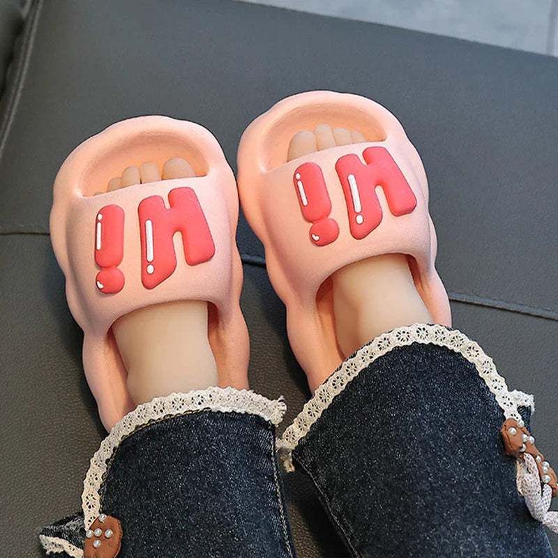 Boy HI Bathroom Slippers Girls Indoor Anti Slip Soft Bottom Home Slippers Parent Child Slippers