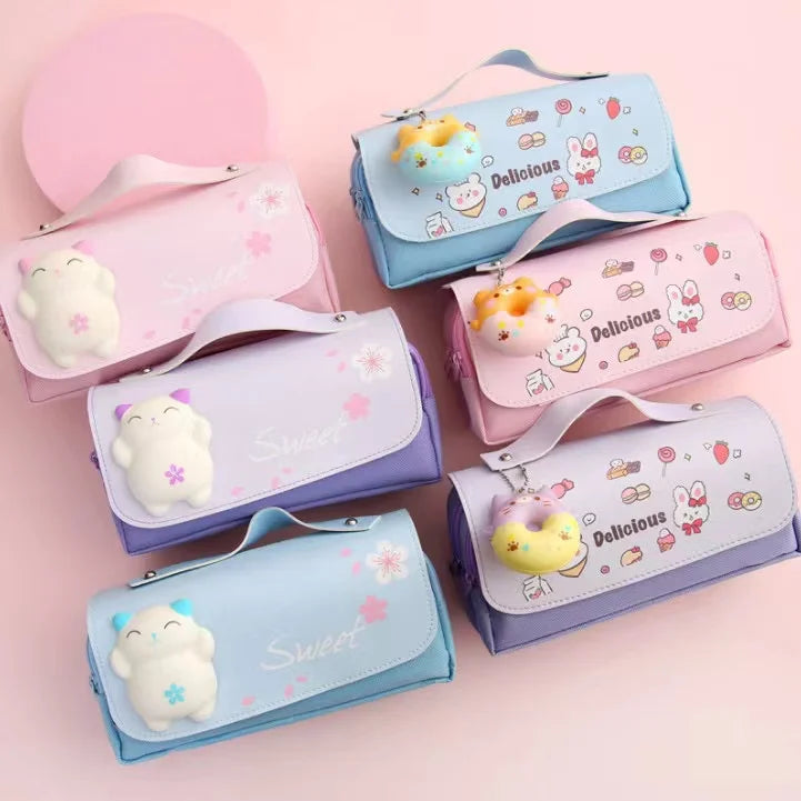 3D Kawaii Pencil Case Girls Decompression Pen Pouch Cute Waterproof School Supplies Aesthetic Organizer Box  Korean Stationery