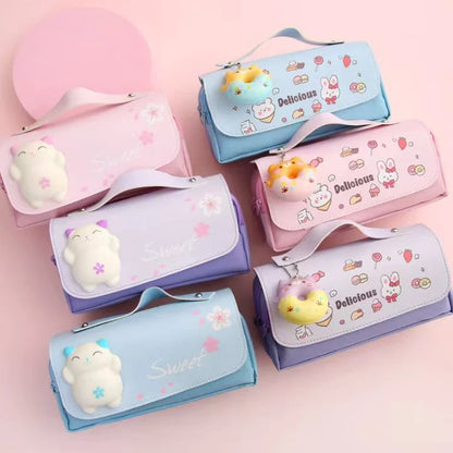 3D Kawaii Pencil Case Girls Decompression Pen Pouch Cute Waterproof School Supplies Aesthetic Organizer Box  Korean Stationery