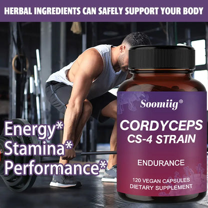 Cordyceps Capsules - Stamina and Energy Support, Helps Immune & Cardiovascular Health, Brain Supplement for Memory and Focus
