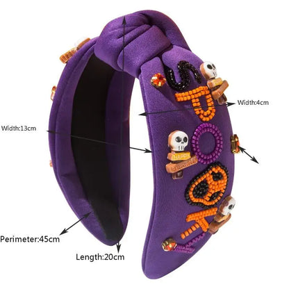 Designer Hair Accessories for Women Featuring Skull, Letters, Diamonds, and Rice Beads, Halloween Styling
