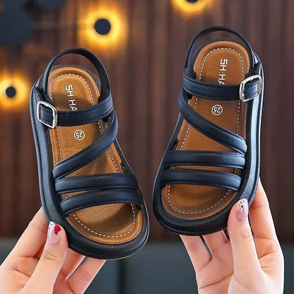 1-10Y Baby Girls Sandals Summer Children's New Cool Fashion Princess Cute Versatile Shoes for Students Flat Sandal Casual Shoe