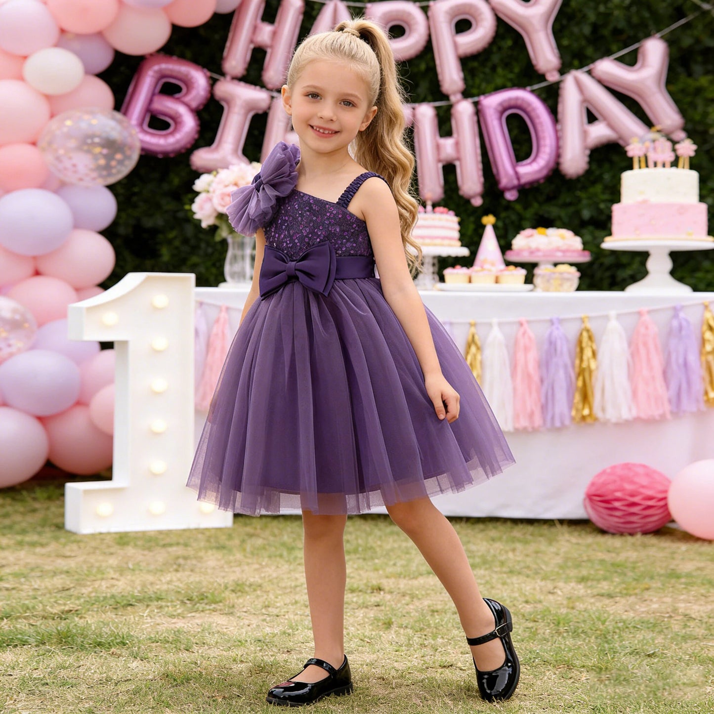 Fashion Flower Party Girls Dress Formal Birthday Princess Dresses for Girl Elegant Tulle Wedding Bridesmaids Evening Prom Gown