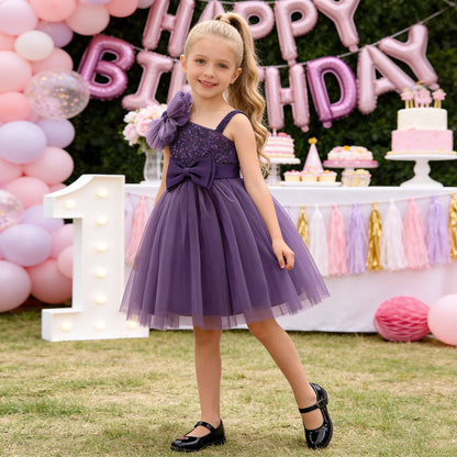 Fashion Flower Party Girls Dress Formal Birthday Princess Dresses for Girl Elegant Tulle Wedding Bridesmaids Evening Prom Gown