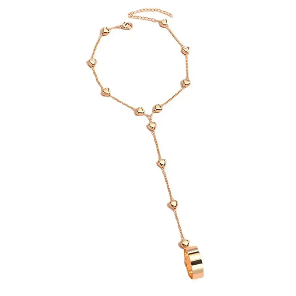 Jewelry for Women Girls Hand Accessories Layered Wrist Chain Finger Ring Bracelet Linked Finger Hand Harness Bangle Slave Chain