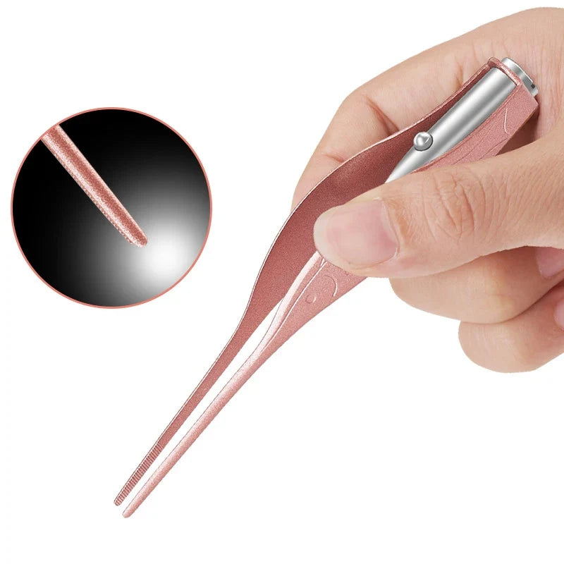 Baby Ear Cleaner Tweezer Soft Ear Picks LED Flash Light Ear Wax Curette Picker Ear Cleaning Tool Ear Wax Dig Removal Earpick Set
