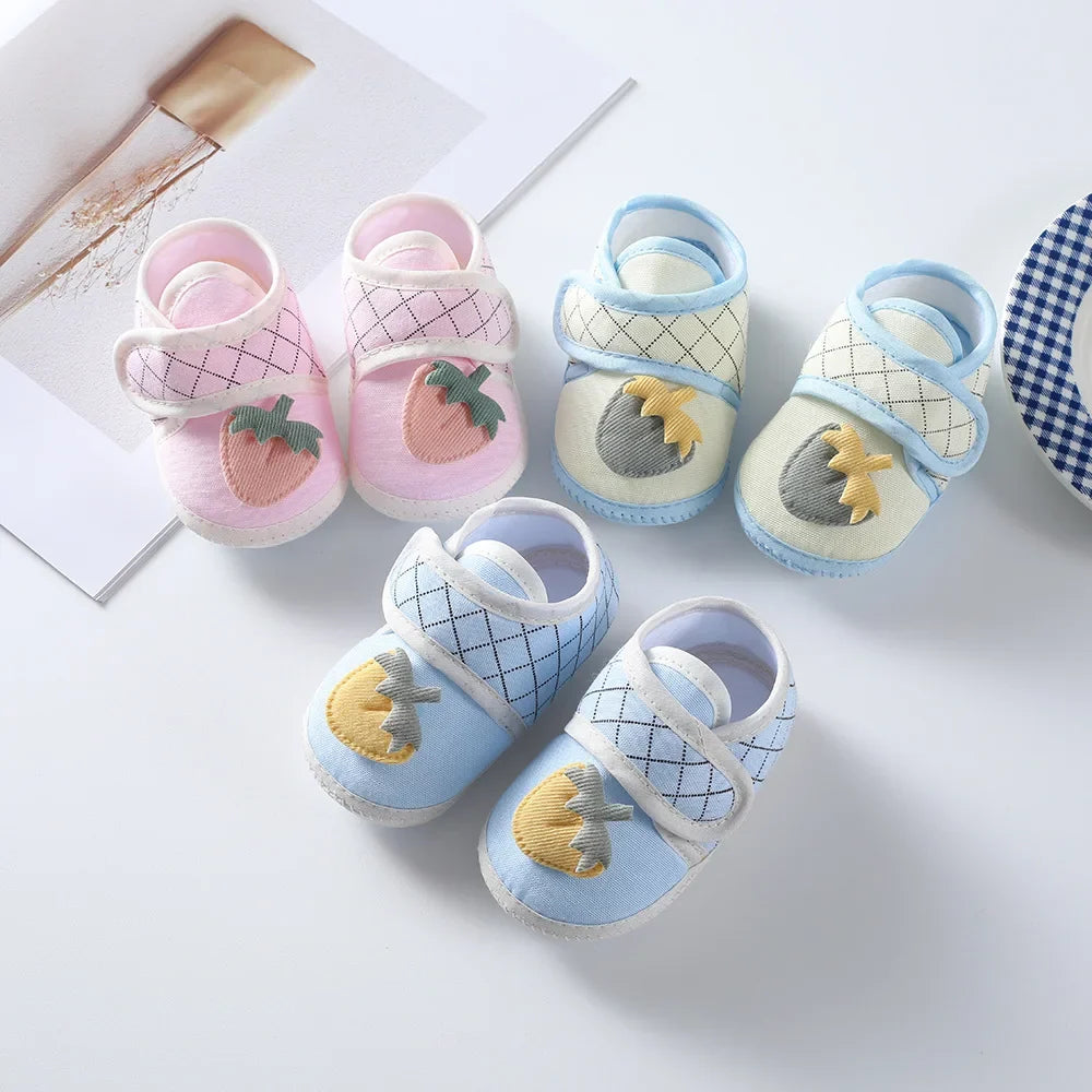 Newborn Baby Boy Girls Shoes Spring Autumn Lovely Floral Embroidery Anti-Slip Sneaker Crib Shoes Soft Cotton Cute First Walkers (Available)